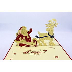 Thiệp 3D Giáng Sinh - Ông Già Noel Và Tuần Lộc - NON12