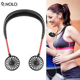 Mua Quạt Mini Pin Sạc Đeo Cổ Kiểu Dáng Thể Thao Xoay 180 Độ Siêu Êm Không Ồn
