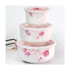 Mua Bộ thố sứ 3 cái hút chân không/ bộ thố cao cấp / set 3 tô sứ