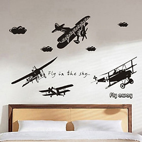 Decal dán tường máy bay trên không Trang trí cửa hàng du lịch, phòng vé máy bay sang trọng