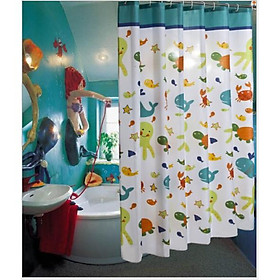 Mua RÈM PHÒNG TẮM VẢI POLYESTER DÀY  IN HOẠT HÌNH KHÔNG THẤM NƯỚC