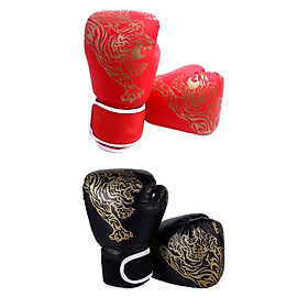 2 Pair Professional Men Women Boxing Practice Training Gloves Sparring PU Leather Kickboxing Muay Thai Workout GYM Punching Bag Mitts Kid