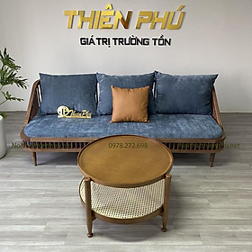 Mua Sofa nan gỗ KBH Thiên Phú kèm đệm nỉ nhập khẩu phong cách Rustic
