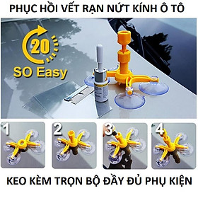 Bộ Keo Xử Lý Phục Hồi vết rạn nứt kính ô tô xe hơi chuyên dụng kèm phụ kiện loại tốt, keo gắn kính ô tô