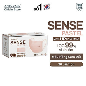 Hộp Khẩu Trang Y Tế ANYGUARD SENSE MAKE UP BASE Lọc 99% Vi Khuẩn, Màu Sắc Trendy, An Toàn Da Nhạy Cảm Dành Cho Người Lớn (Hộp 30 Chiếc Hồng Cam Đất)