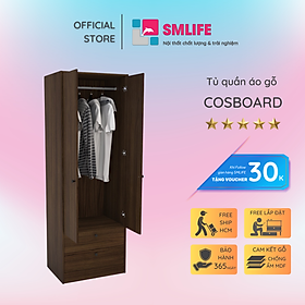 Tủ quần áo gỗ hiện đại SMLIFE Cosboard  | Gỗ MDF dày 17mm chống ẩm | D65xR45xC180cm