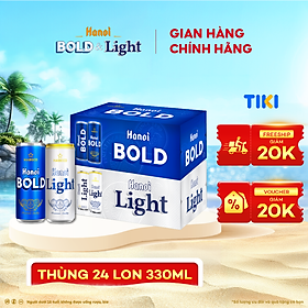 Combo 2 Thùng Bia Hanoi BOLD & LIGHT - Thùng 24 lon 330ml