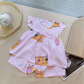 Bộ lanh cộc tay, bộ tole cho bé gái mềm mát, nhiều màu sắc và họa tiết xinh yêu size từ 8 - 20 kg