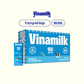 Sữa tươi tiệt trùng ít béo không đường Vinamilk - Thùng 48 hộp 180ml