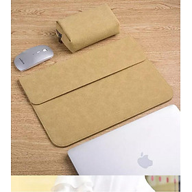Bao da, túi da, cặp da chống sốc cho macbook, laptop, surface kèm ví đựng phụ kiện 