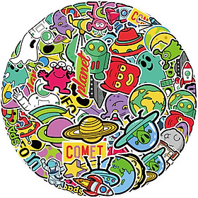 Sticker UFO hoạt hình cute trang trí mũ bảo hiểm,guitar,ukulele,điện thoại,sổ tay,laptop-mẫu S111