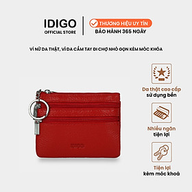 Ví nữ đa năng kèm móc khoá, ví da thật cầm tay nhỏ gọn đi chợ IDIGO FW1-102
