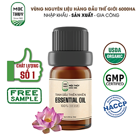 Tinh Dầu Hoa Sen Nguyên Chất Hữu Cơ MỘC THỦY 100ML - Lotus Essential Oil - Khử Mùi Xông Thơm Phòng, Thư Giãn - Đạt chuẩn chất lượng kiểm định