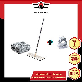 Mua Cây lau nhà Huy Tưởng tự vắt 360 độ tặng kèm 2 bông lau nhà + 1 móc treo cây lau nhà cao cấp