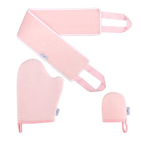 3Pcs Self Tanning Mitt Applicator Kit Set with Self Tanner Glove Tanning Lotion Applicator Back Exfoliating Glove
