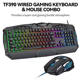 COMBO BÀN PHÍM CHUỘT T-Wolf TF 390 Usb game Led 7 màu - Hàng Nhập Khẩu