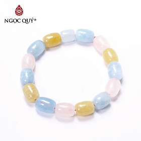 Vòng tay lu thống đá Beryl đa sắc hạt 9x12mm - Ngọc Quý Gemstones