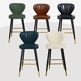 Ghế quầy bar xoay lưng cao hình vỏ sò bọc nệm PU sáp bóng có gác chân mạ vàng cho nhà hàng ,quán bar , quầy đảo bếp sang trọng / Bar chairs / Kitchen chair / Luxury stools / dining chairs CB LOUIS 5C-P TpHCM