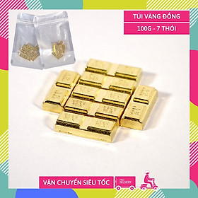 Túi 100g thỏi vàng thần tài đồng mạ vàng cao cấp đặt bàn thờ, cúng cầu tài lộc cực mạnh