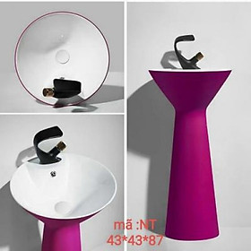 Mua CHẬU LAVABO TRỤ TRÒN  TRỤ NÓN LÁ LIỀN KHỐI MEN TRONG TRẮNG  NGOÀI MEN MẬN CHÍN (ĐỎ) GROVES GRL NTT04 (43x43x87 cm)