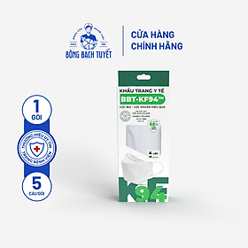 Combo 5 Hộp Khẩu trang Bông Bạch Tuyết KF94 4 lớp trắng 10 cái hộp