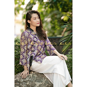 Thời Trang Pháp Phục Đi Lễ Chùa Dành Cho Phật Tử - Áo Lụa đi chùa tím