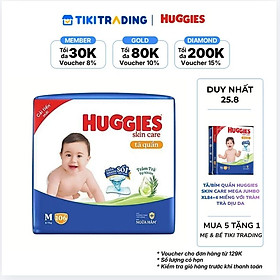 Tã/bỉm quần Huggies Skin Care Mega Jumbo M102+4 miếng với tràm trà dịu da
