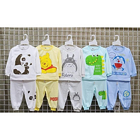 Set 5 bộ đồ dài cho bé, đồ bé trai, đồ bé gái cotton 2 chiều nhiều màu Mẫu 3