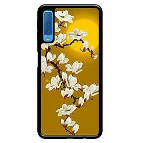 Ốp in cho Samsung Galaxy A7 2018 Hoa Trắng Nền Vàng - Hàng chính hãng
