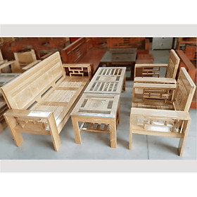 Bộ Salon gỗ sồi tay 12 màu tự nhiên