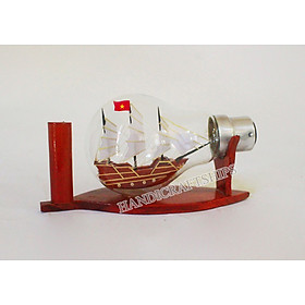 Mô hình thuyền gỗ trong bóng đèn (thuyền Hạ long trắng)