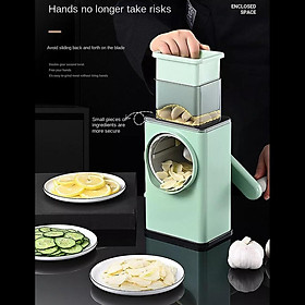 Manual Rotary Cheese Grater Shredder Slicer Cutter with 3 Interchangeable Blades for Vegetable, Cheese，Potato, Nuts
