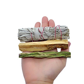 Mua Sét 3 món xô thơm trắng + Palo santo + Cỏ ngọt sweetgrass thanh tẩy nhà cửa