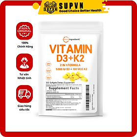 Micro Ingredients Vitamin D3+K2 MK7- Hỗ Trợ Xương Chắc Khỏe