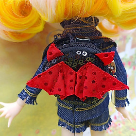 Trendy 1/6 Doll PU Backpack Double Shoulder Bag For Blythe For BJD Dolls Outfit Accessories Black