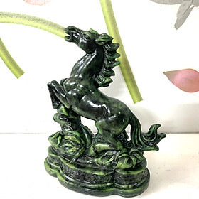 Tượng Đá Trang Trí Tượng Ngựa Phong Thủy - Màu Xanh Lục Bích - Cao 12cm - Đá Composite