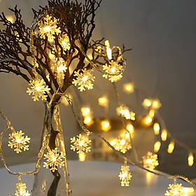 Dây đèn led - Đèn nhấp nháy trang trí noel, Tết hình hoa tuyết dài 2m chạy pin (Có kèm Pin)