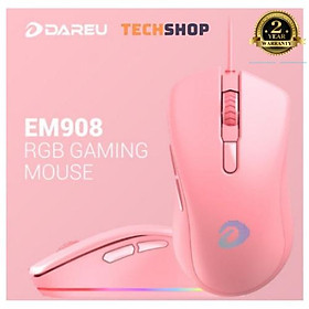 Mua Chuột máy tính gaming DAREU EM908 QUEEN Hồng/Đen Led RGB - Chuột Game Có Dây hàng Chính Hãng - Tặng kèm bàn di chuột