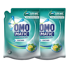 Combo 2 Túi Nước Giặt OMO Matic Khử Mùi Tinh Chất Bạc Hà Và Chanh Yuzu (2.3kg/Túi)