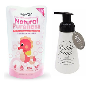 NƯỚC RỬA BÌNH & RAU QUẢ HỮU CƠ K-MOM HÀN QUỐC (TÚI 500ML) KÈM BÌNH XỊT TẠO BỌT 300ML