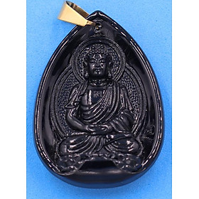 Mặt dây chuyền phật Dược Sư Như Lai thạch anh đen 4cm MDSEV9 - vị Phật thầy thuốc