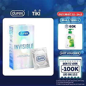 Bao cao su Durex Invisible Extra Thin Extra Sensitive 1 Hộp 10 Bao