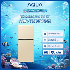 [SẢN PHẨM MỚI 2025I] Tủ lạnh AQUA 130 lít ngăn đá trên AQR-T160FA(GG) - Màu Be - Freeship toàn quốc - Bảo hành 2 năm - Hàng chính hãng