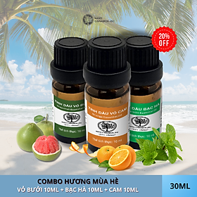 Combo Tinh Dầu Mùa Hè Tươi Mát Nano Cinnamon - Cam, Bạc Hà, Bưởi, 30ml