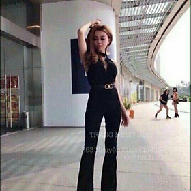 Jump dài cổ yếm hở lưng ống loe