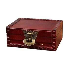 Wooden Box with Lock Vintage Wood Storage Box Antique Decorative Storage Organizer Jewelry Treasure Box for Woman Gifts