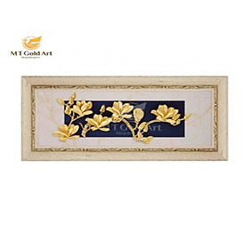 Tranh Hoa mộc lan dát vàng (18x40cm) MT Gold Art- Hàng chính hãng, trang trí nhà cửa, phòng làm việc, quà tặng sếp, đối tác, khách hàng, tân gia, khai trương 