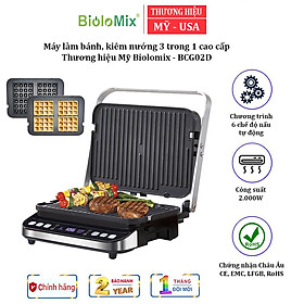 Máy làm bánh kiêm bếp nướng đa năng 3 trong 1 cao cấp Biolomix BCG02D Công suất:  2000W nhiệt độ từ 80-230 độ C - HÀNG CHÍNH HÃNG