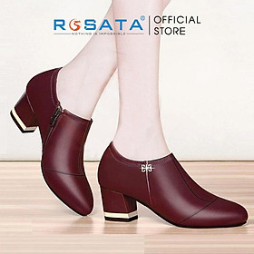 Giày boot nữ ROSATA RO178 bốt thời trang cổ thấp phong cách hàn quốc cao cấp da Pu loại 1 mềm mại khóa kéo đế cao 5 phân - Đỏ