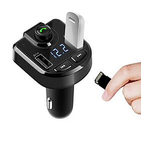 Tẩu sạc điện thoại trên ô tô, tẩu sạc máy nghe nhạc MP3 trên ô tô kết nối Bluetooth đa chức năng có nút bấm nghe điện thoại, 2 cổng sạc usb, kèm dây sạc 3in1 hỗ trợ sử dụng điện thoại trên xe hơi